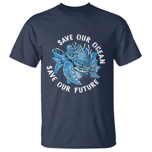 Earth Day T Shirt Save Our Oceans Save Our Future Sea Turtle TS09 Navy Printyourwear