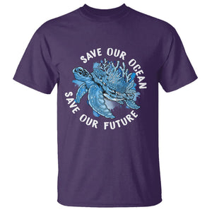 Earth Day T Shirt Save Our Oceans Save Our Future Sea Turtle TS09 Purple Printyourwear