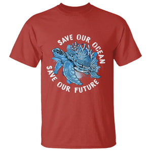 Earth Day T Shirt Save Our Oceans Save Our Future Sea Turtle TS09 Red Printyourwear