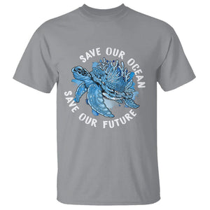 Earth Day T Shirt Save Our Oceans Save Our Future Sea Turtle TS09 Sport Gray Printyourwear