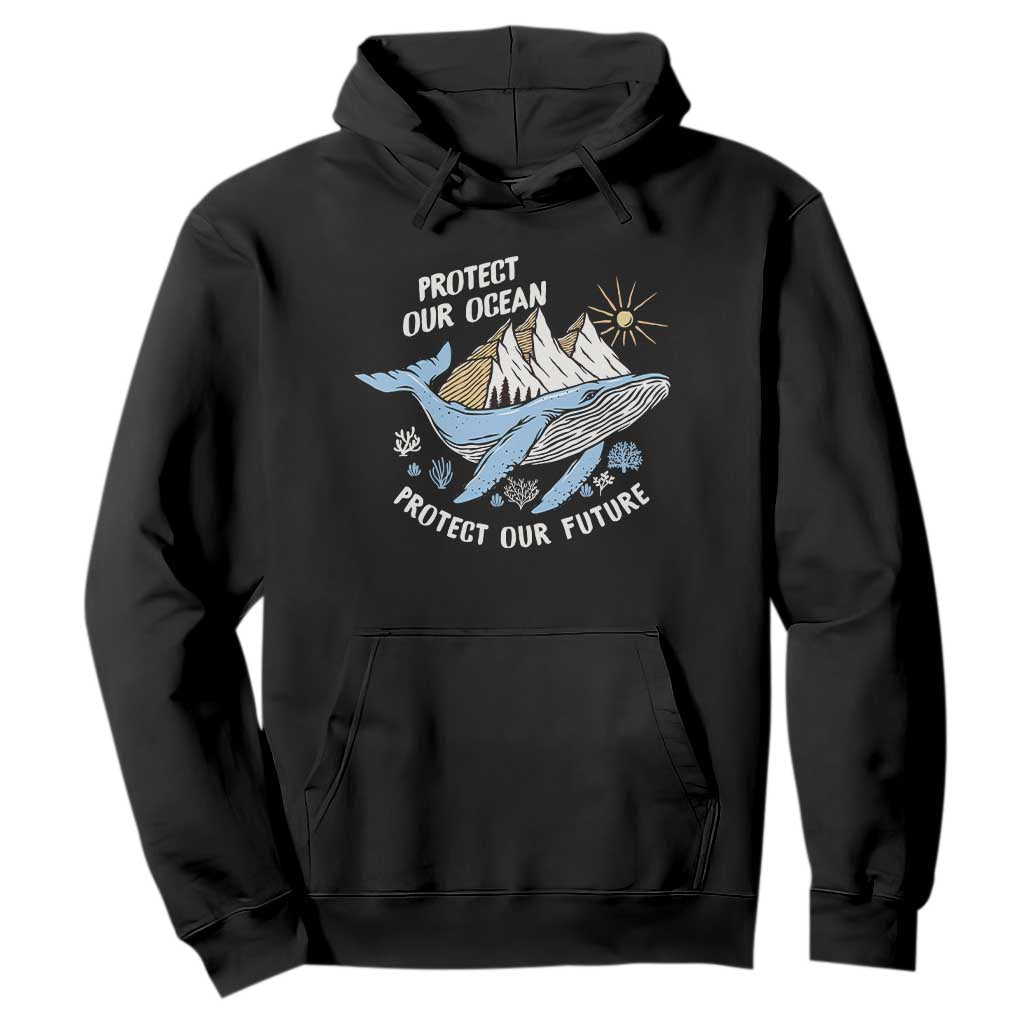 Earth Day Hoodie Save Our Oceans Save Our Future Whale TS09 Black Printyourwear