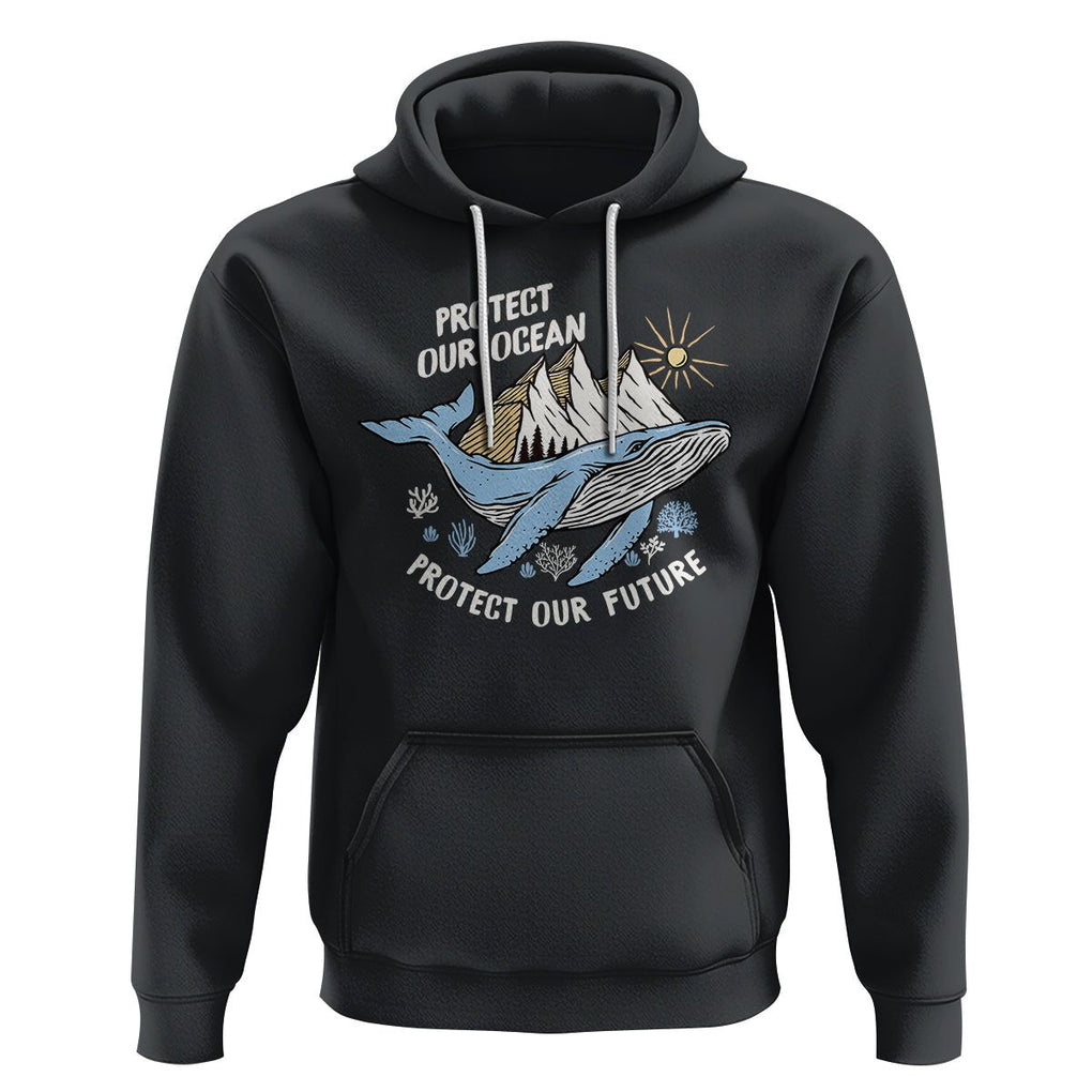 Earth Day Hoodie Save Our Oceans Save Our Future Whale TS09 Black Printyourwear