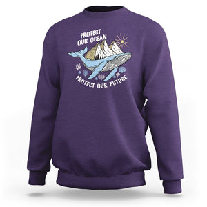 Earth Day Sweatshirt Save Our Oceans Save Our Future Whale TS09 Purple Printyourwear