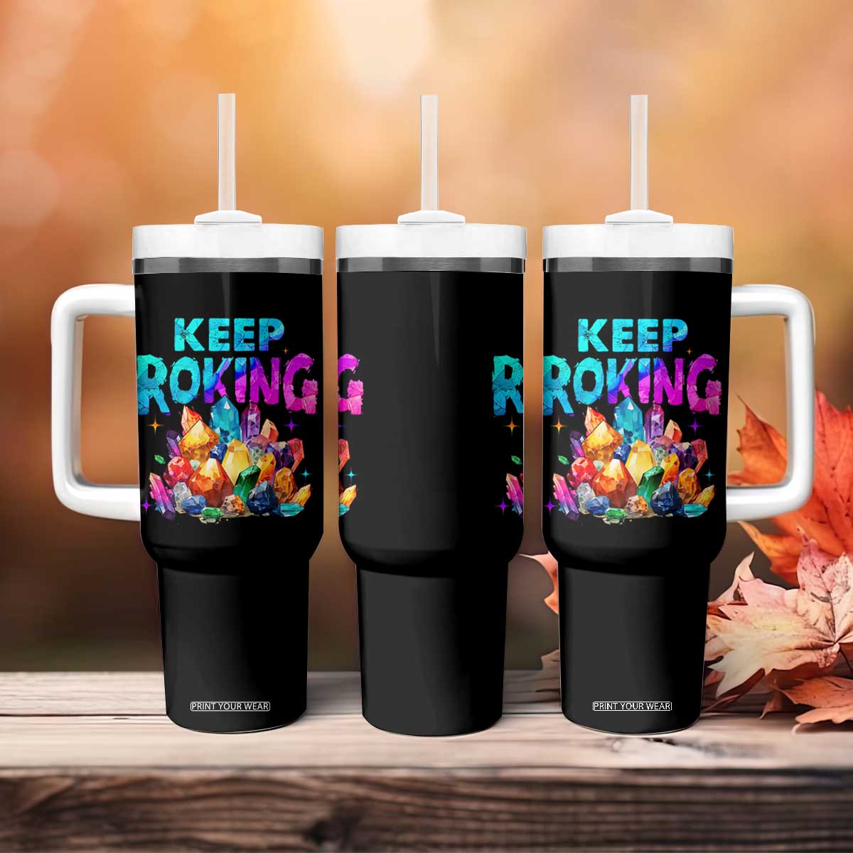 Rock Collector Tumbler With Handle Keep Rocking Geologist TS09 Print Your Wear