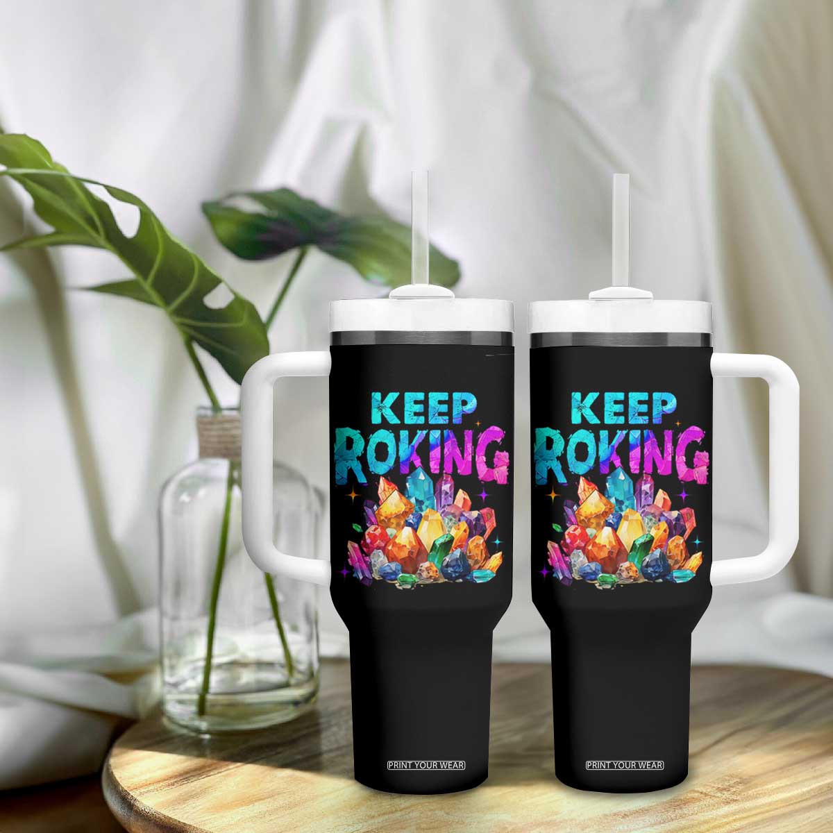 Rock Collector Tumbler With Handle Keep Rocking Geologist TS09 Print Your Wear
