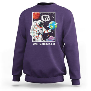 Funny Outer Space Sweatshirt Astronaut Not Flat We Checked Scientists TS09 Purple Printyourwear