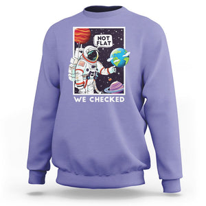 Funny Outer Space Sweatshirt Astronaut Not Flat We Checked Scientists TS09 Violet Printyourwear