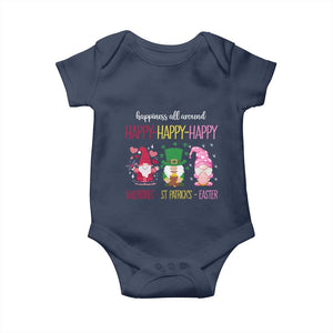 Happy Valentines St Patrick Easter Day Gnomies Baby Onesie TS09 Navy Print Your Wear