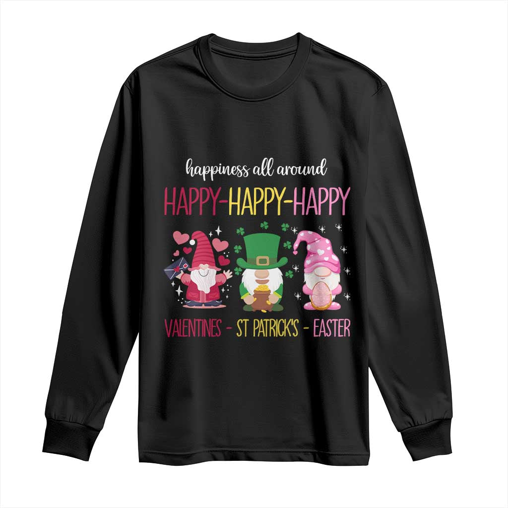 Happy Valentines St Patrick Easter Day Gnomies Long Sleeve Shirt TS09 Black Print Your Wear