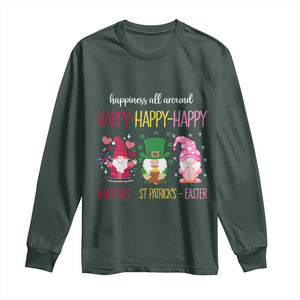 Happy Valentines St Patrick Easter Day Gnomies Long Sleeve Shirt TS09 Dark Forest Green Print Your Wear