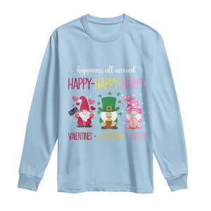 Happy Valentines St Patrick Easter Day Gnomies Long Sleeve Shirt TS09 Light Blue Print Your Wear