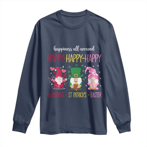 Happy Valentines St Patrick Easter Day Gnomies Long Sleeve Shirt TS09 Navy Print Your Wear