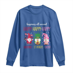 Happy Valentines St Patrick Easter Day Gnomies Long Sleeve Shirt TS09 Royal Blue Print Your Wear