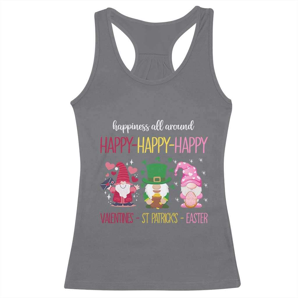 Happy Valentines St Patrick Easter Day Gnomies Racerback Tank Top TS09 Charcoal Print Your Wear
