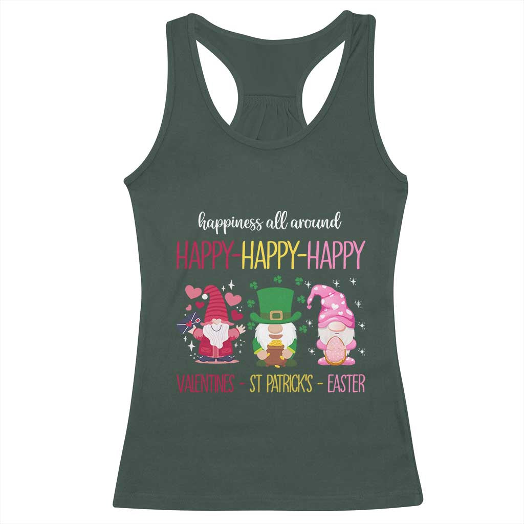 Happy Valentines St Patrick Easter Day Gnomies Racerback Tank Top TS09 Dark Forest Green Print Your Wear