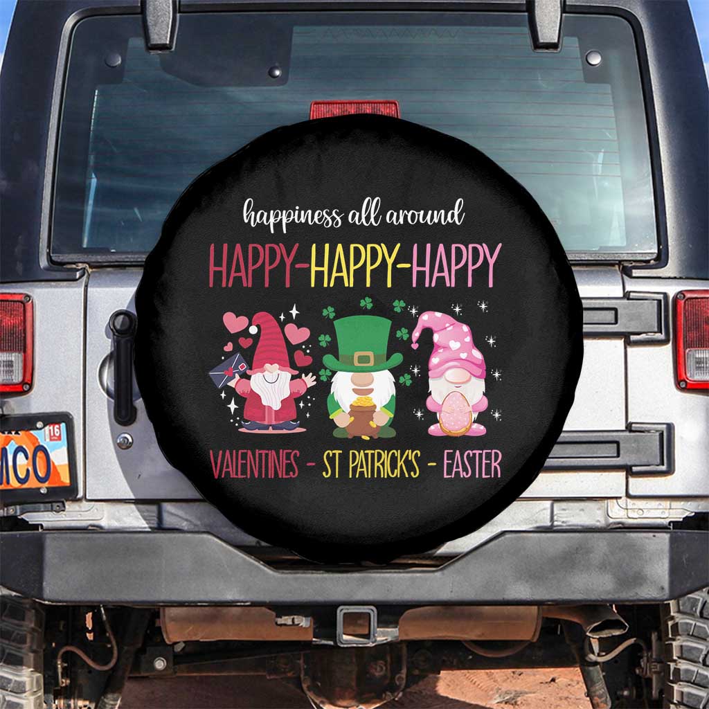 Happy Valentines St Patrick Easter Day Gnomies Spare Tire Cover TS09 No hole Black Print Your Wear