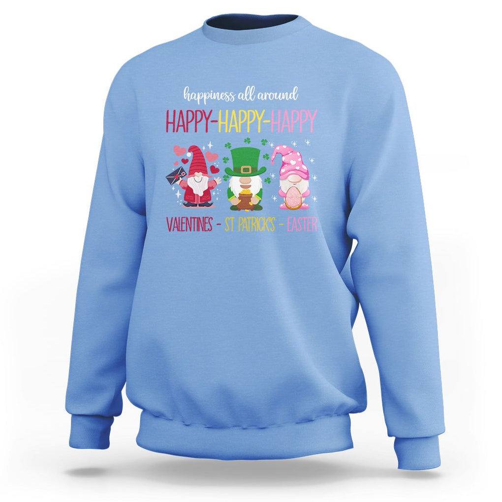 Happy Valentines St Patrick Easter Day Gnomies Sweatshirt TS09 Carolina Blue Printyourwear