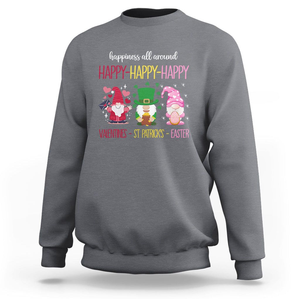 Happy Valentines St Patrick Easter Day Gnomies Sweatshirt TS09 Charcoal Printyourwear