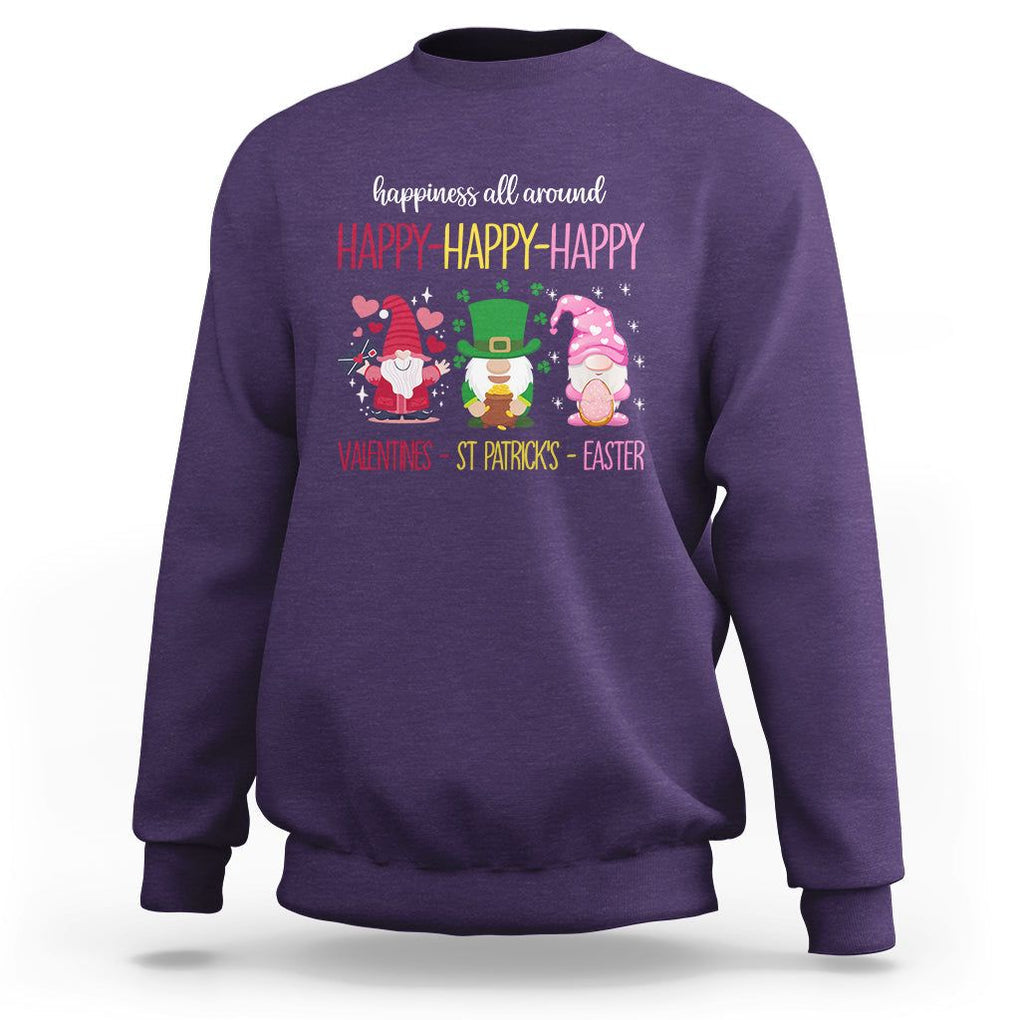 Happy Valentines St Patrick Easter Day Gnomies Sweatshirt TS09 Purple Printyourwear