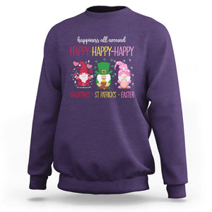 Happy Valentines St Patrick Easter Day Gnomies Sweatshirt TS09 Purple Printyourwear