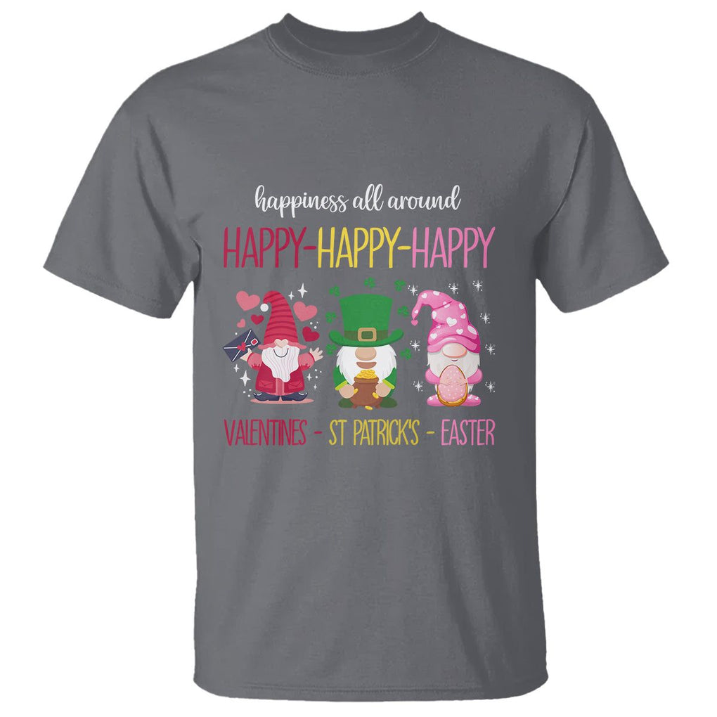 Happy Valentines St Patrick Easter Day Gnomies T Shirt TS09 Charcoal Printyourwear