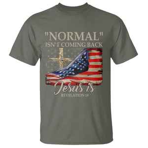 Easter Day T Shirt Normal Isn't Coming Back Jesus Is U.S. Christian Flag TS09 Military Green Printyourwear