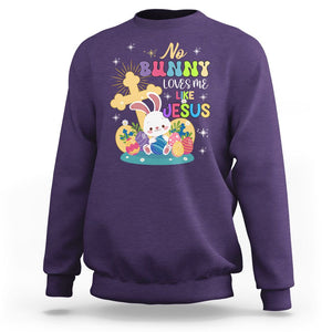 Easter Day Sweatshirt No Bunny Loves Me Like Jesus Cute Rabbit TS09 Purple Printyourwear