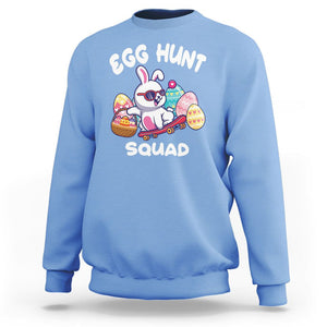 Easter Day Sweatshirt Egg Hunt Squad Cool Bunny Funny Hunting Season TS09 Carolina Blue Printyourwear