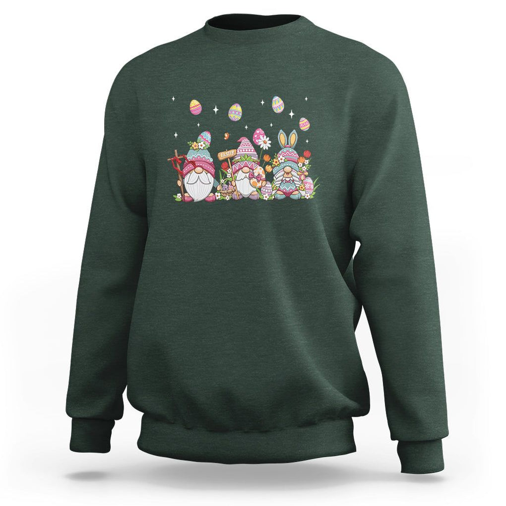 Easter Day Cute Gnomies Egg Hunting Sweatshirt TS09 Dark Forest Green Printyourwear