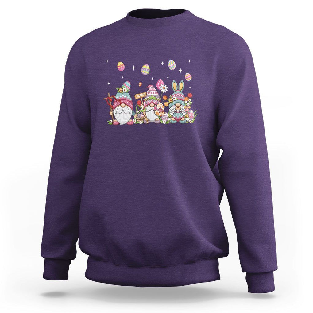 Easter Day Cute Gnomies Egg Hunting Sweatshirt TS09 Purple Printyourwear