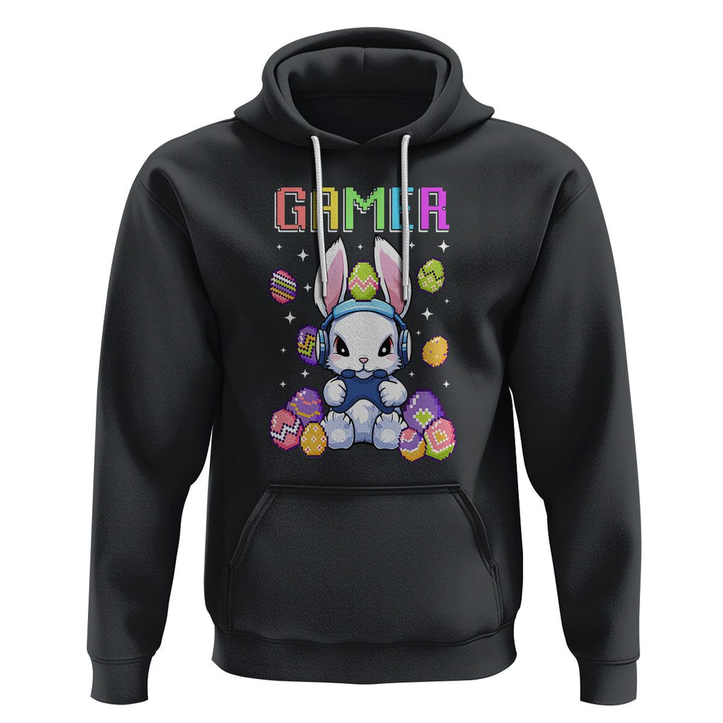 Easter Day Hoodie Bunny Gamer Playing Video Game TS09 Black Printyourwear