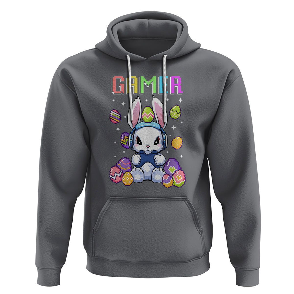 Easter Day Hoodie Bunny Gamer Playing Video Game TS09 Charcoal Printyourwear