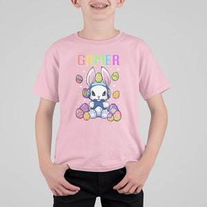 Easter Day T Shirt For Kid Bunny Gamer Playing Video Game TS09 Light Pink Printyourwear