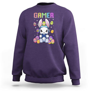Easter Day Sweatshirt Bunny Gamer Playing Video Game TS09 Purple Printyourwear