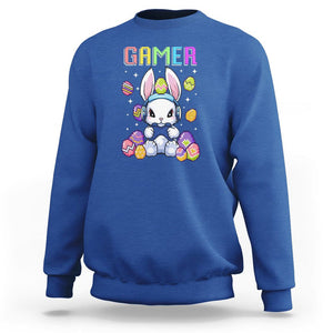 Easter Day Sweatshirt Bunny Gamer Playing Video Game TS09 Royal Blue Printyourwear