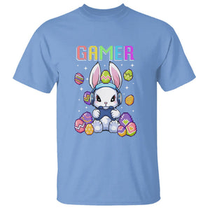 Easter Day T Shirt Bunny Gamer Playing Video Game TS09 Carolina Blue Printyourwear