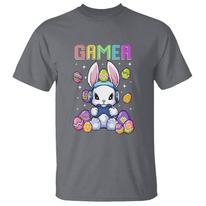 Easter Day T Shirt Bunny Gamer Playing Video Game TS09 Charcoal Printyourwear