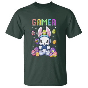 Easter Day T Shirt Bunny Gamer Playing Video Game TS09 Dark Forest Green Printyourwear