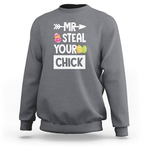 Easter Day Sweatshirt Mr. Steal Your Chick Funny Egg Baby Chicken TS09 Charcoal Printyourwear