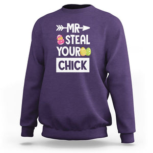 Easter Day Sweatshirt Mr. Steal Your Chick Funny Egg Baby Chicken TS09 Purple Printyourwear