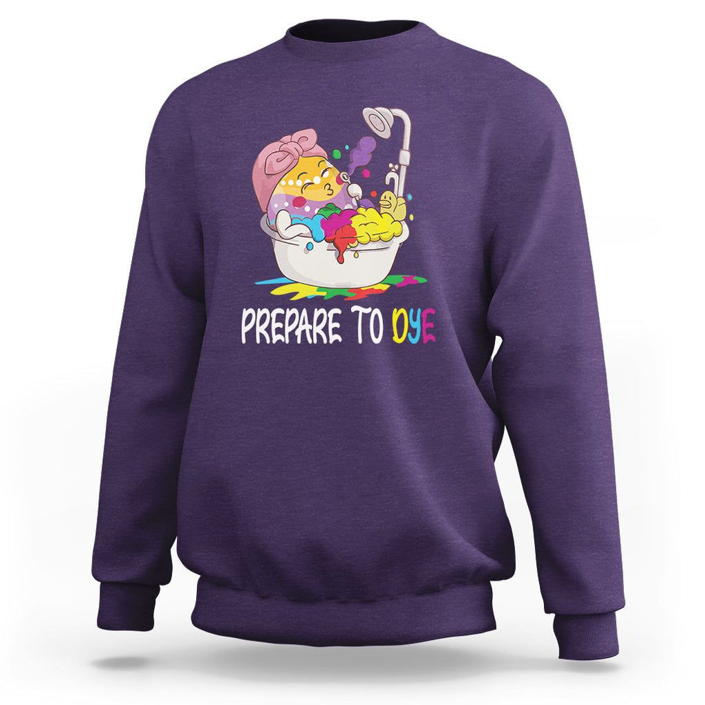 Funny Easter Day Sweatshirt Prepare To Dye Sunday Egg Hunting TS09 Purple Printyourwear