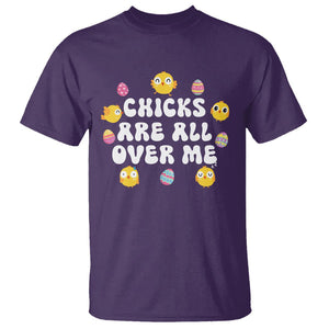 Easter Day T Shirt Chicks Are All Over Me Funny Baby Chicken TS09 Purple Printyourwear