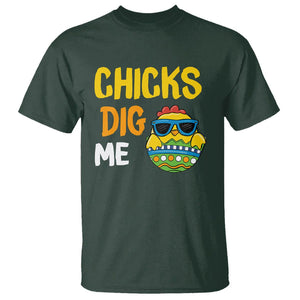 Easter Day T Shirt Chicks Dig Me Funny Baby Chicken TS09 Dark Forest Green Printyourwear