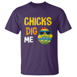 Easter Day T Shirt Chicks Dig Me Funny Baby Chicken TS09 Purple Printyourwear