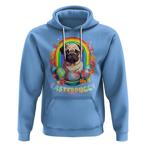 Easter Day Hoodie Easterpuggy Funny Pug Dog Lover Egg Basket TS09 Carolina Blue Printyourwear