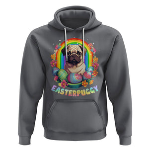 Easter Day Hoodie Easterpuggy Funny Pug Dog Lover Egg Basket TS09 Charcoal Printyourwear