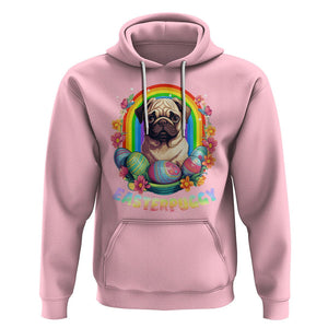 Easter Day Hoodie Easterpuggy Funny Pug Dog Lover Egg Basket TS09 Light Pink Printyourwear