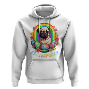 Easter Day Hoodie Easterpuggy Funny Pug Dog Lover Egg Basket TS09 White Printyourwear