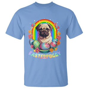 Easter Day T Shirt Easterpuggy Funny Pug Dog Lover Egg Basket TS09 Carolina Blue Printyourwear