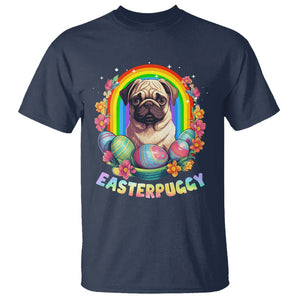 Easter Day T Shirt Easterpuggy Funny Pug Dog Lover Egg Basket TS09 Navy Printyourwear